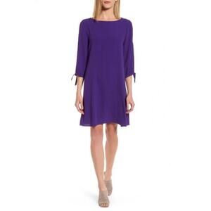 NEW Eileen Fisher 100% Silk Bateau Neckline Mini Dress Sz M